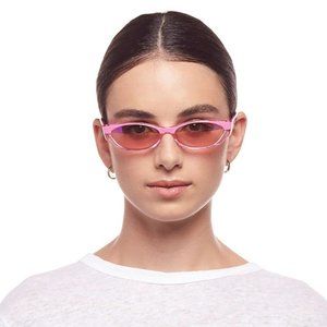 EUC Adam Selman x Le Specs The Crush pink mirror splice lens sunglasses